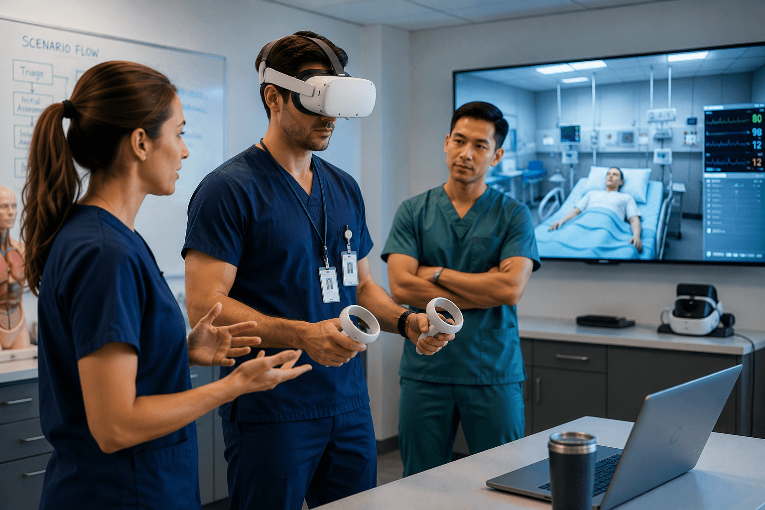 Healthcare team using VR during a clinical simulation session